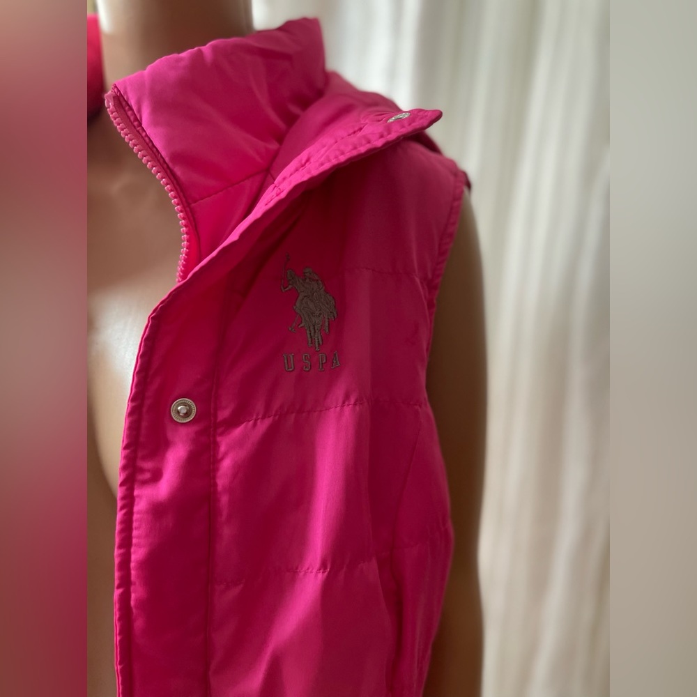 USPA - Pink Polo Association Vest with Removable Hoodie, Size: Large